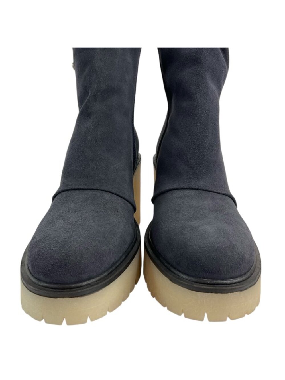 Free People Boots Womens Sz 37.5 Navy Jack Zip Suede Leather Chunk Sole New $198 - Picture 7 of 12
